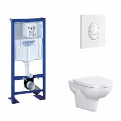 Pack WC Grohe Rapid SL + Cuvette sans bride VELVET + Plaque Blanche