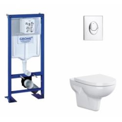 Pack WC Grohe Rapid SL + Cuvette sans bride VELVET + Plaque Chromée