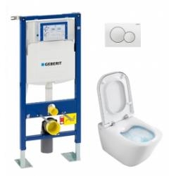 Pack WC Geberit UP320 + Cuvette GAP sans bride Cleanrim + plaque Sigma Blanche