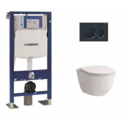 Pack WC Geberit UP320 + Cuvette sans bride Rimless + plaque sigma noire