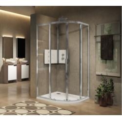 Paroi 1/4 de rond 2 portes coulissantes LUNES 2.0 R 80x80 cm - Transparent - Silver