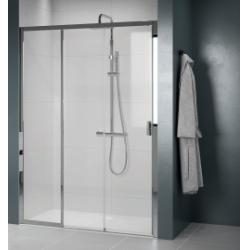 Paroi de douche 2 portes coulissantes + 1 fixe LUNES 2.0 3PH 80 cm - Transparent - Silver - Ouv. Gauche