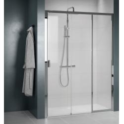 Paroi de douche 2 portes coulissantes + 1 fixe LUNES 2.0 3PH 100 cm - Transparent - Chromé - Ouv. Droite