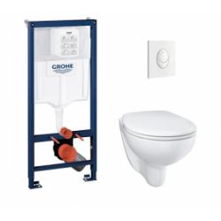 Pack WC Grohé Rapid SL Mural + Cuvette sans bride BAU CERAMIC + Plaque Blanche