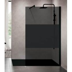 Paroi de douche Fixe KUADRA H FUME Bande noire 70 cm - Profilé Noir