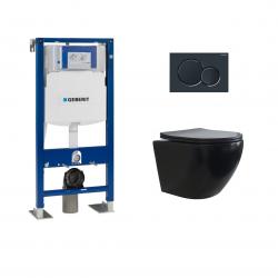 Pack Geberit UP320 + Cuvette sans bride KELOS Noir Mat + Plaque Sigma