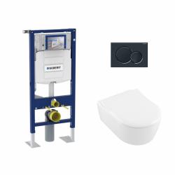 Pack WC Geberit UP320 + Cuvette AVENTO Villeroy & Boch + Plaque Noire*