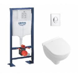 Pack WC Grohe Rapid SL + Cuvette O'Novo Compacte VILLEROY + Plaque Blanche