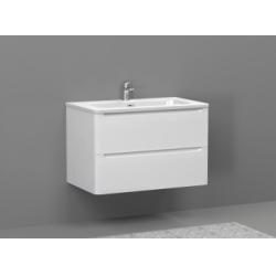 Meuble simple vasque 80cm TOOLA Blanc Brillant sans miroir