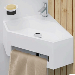Lave-mains d'angle ANGO avec porte serviette intégré**