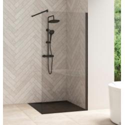 Paroi de douche fixe Smart Design Solo Noir - Barre de renfort mural