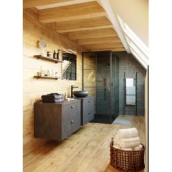 Meuble SdB LOFT Ardoise Métallisée 90 cm