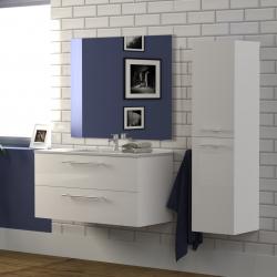 Meuble de salle de bain NEPTUNE 100cm Centré Blanc - Différents miroirs