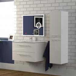 Meuble de salle de bain NEPTUNE Blanc 80 cm - Miroir LITE