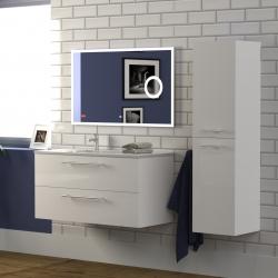 Meuble de salle de bain NEPTUNE Blanc 100C - Miroir LITE