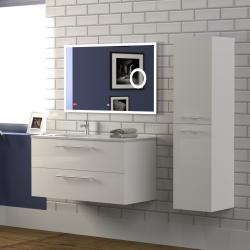 Meuble de salle de bain NEPTUNE Blanc 100D - Miroir LITE