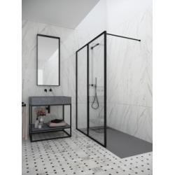 Paroi de douche NORDIC FN-2002 Noir - Verre Transparent - 100 cm