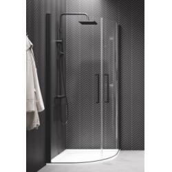 Paroi de douche 1/4 de rond YOUNG R2 LUX - Transparent - Noir - 100x100 cm