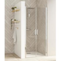 Paroi 2 portes pivotantes SMART DESIGN Chromé - Verre sérigraphié - 90cm