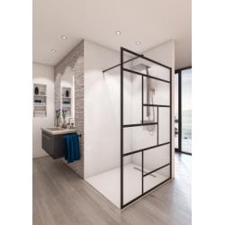 Paroi de douche fixe ATELIER GRAPHIC Noir - 120cm**
