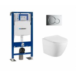 Pack Geberit UP320 + Cuvette KELOS Flush Blanc Mat+ Plaque Sigma Chromé Brillant