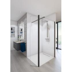 Paroi de douche AURA Noir avec volet pivotant