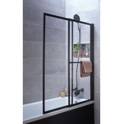 Pare-baignoire coulissant et relevable SECURE Noir mat - 2 volets