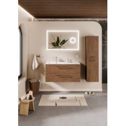 Meuble NEPTUNE Héritage Chêne 100cm Vasque décentrée - Différents miroirs