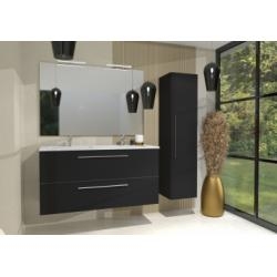 Meuble double vasque + Colonne PRIMARO Noir Mat**