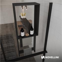 Étagère et porte-serviette FRAME pour paroi de douche - Noir Mat