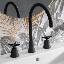 Mélangeur de lavabo 3 trous ADAGIO Noir Mat