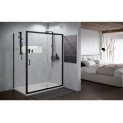 Porte coulissante ZEPHYROS 2.0 2P - Verre transparent - Profilés Noir - 100cm