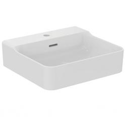 Lavabo en grès fin CONCA rectifié 50x45cm Blanc brillant