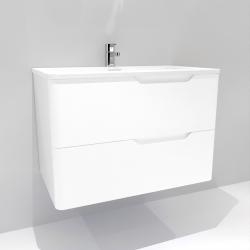 Meuble vasque LUNA Blanc brillant 80 cm - SANS miroir