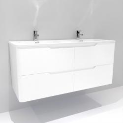 Meuble double vasque LUNA Blanc brillant 120cm sans miroir