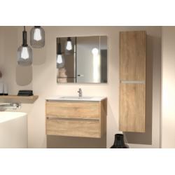 Meuble vasque JUPITER 3.0 Bois Clair 80cm avec Miroir ELEGANCE