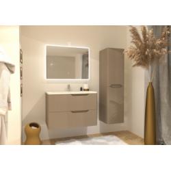 Meuble vasque LUNA Tissé Lin 80 cm avec miroir Reflet