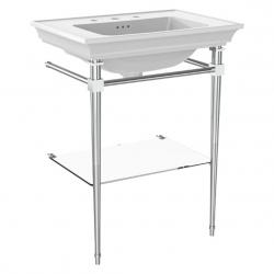 Lavabo 3 trous céramique + piètement métallique Ascott