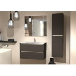 Meuble vasque JUPITER 3.0 Tissé Gris 80 cm avec Miroir ELEGANCE