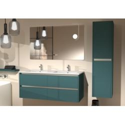 Meuble double vasque JUPITER 3.0 Bleu Canard 120cm avec Miroir ELEGANCE
