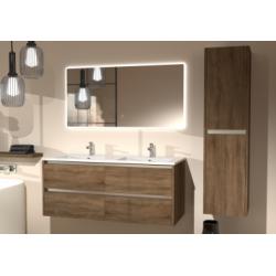 Meuble double vasque JUPITER 3.0 Bois Foncé 120 cm avec Miroir REFLET