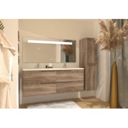 Meuble double vasque LUNA 140cm Bois Foncé