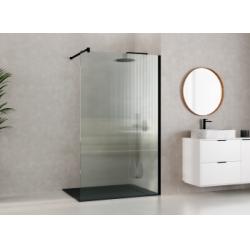 Paroi de douche fixe FADO Noir - Verre Wavy