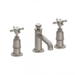 Mélangeur de lavabo rétro GUILD Nickel Brossé 3 trous