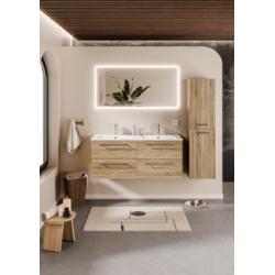 Meuble double vasque NEPTUNE 120 Bois Clair - Miroir Reflet
