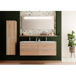 Meuble double vasque JUPITER 3.0 Bois Clair 140cm avec miroir KATHY