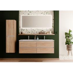 Meuble double vasque JUPITER 3.0 Bois Clair 140cm avec miroir Reflet