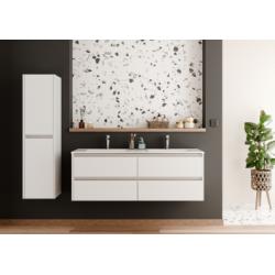 Meuble double vasque JUPITER 3.0 Blanc Brillant 140cm - Sans miroir