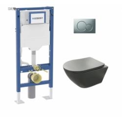 Pack Geberit UP320 + Cuvette sans bride KELOS Flush Gris Foncé + Plaque Sigma