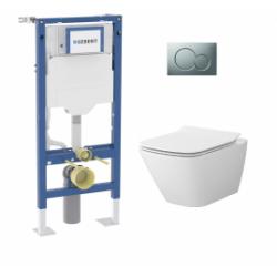 Pack WC Geberit UP320 + Cuvette sans bride Mesto Square + Plaque Chromé Mat